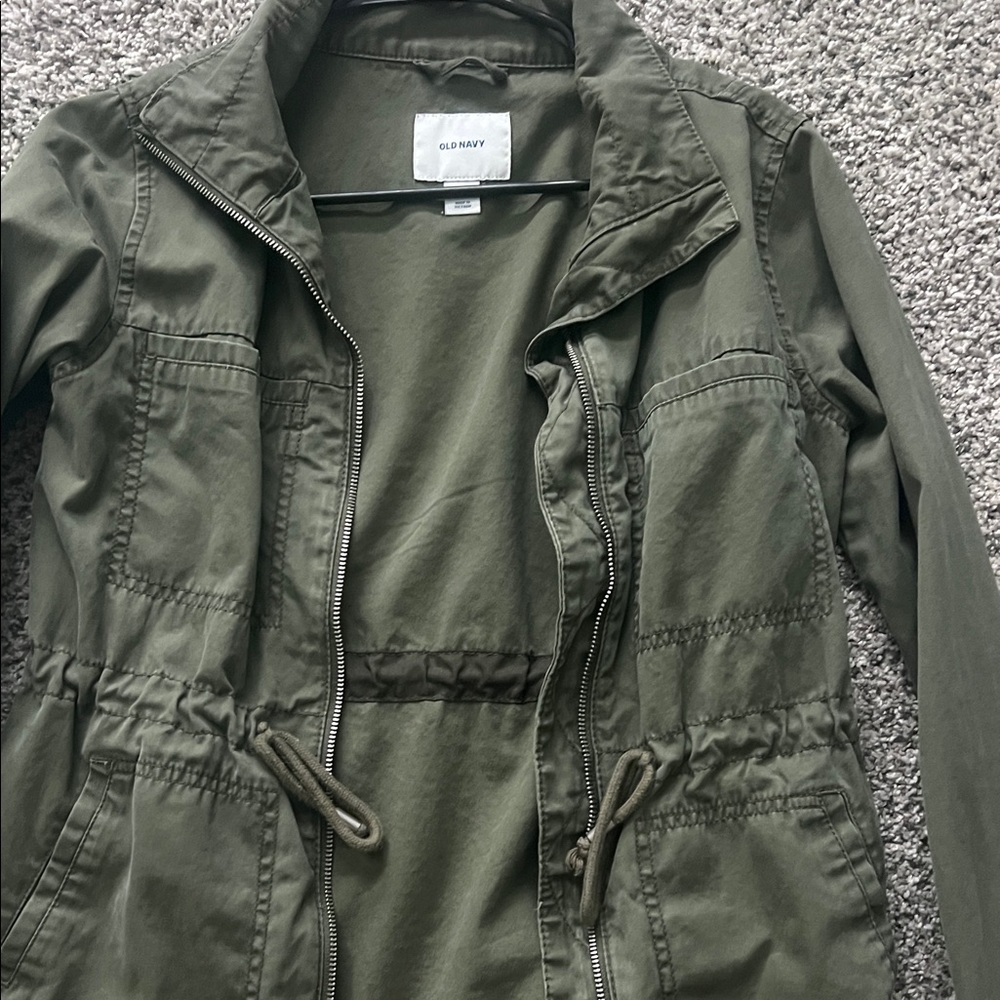 LIKE NEW Old Navy Olive Utility Jacket with Drawstring Waist